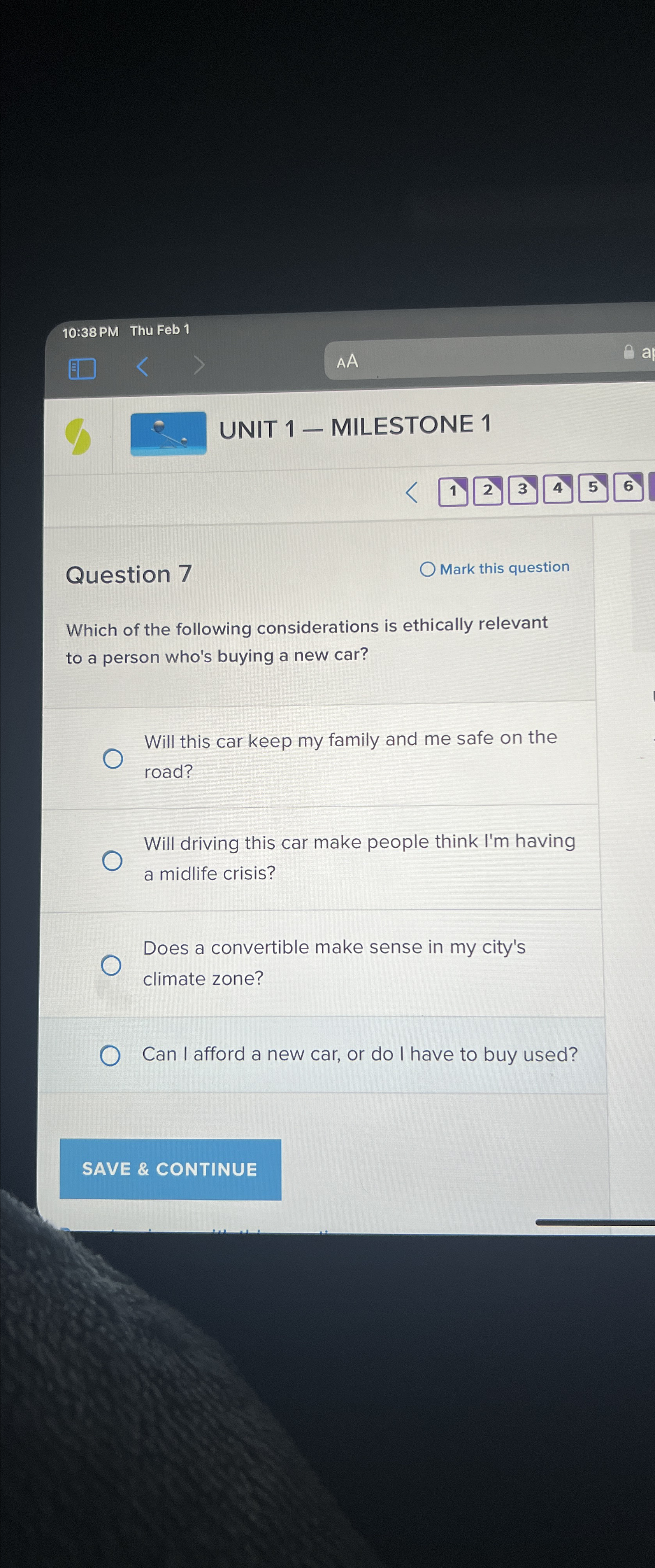  10:38 PM Thu Feb 1 AA a) UNIT 1- MILESTONE 1