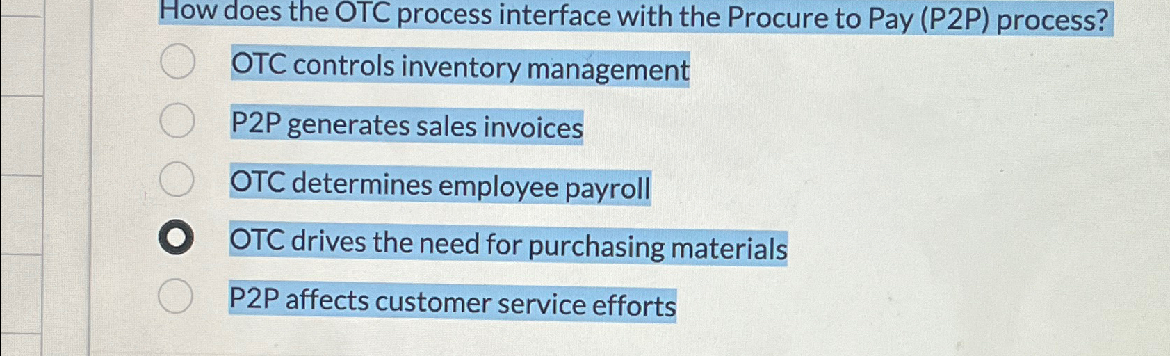  How does the OTC process interface with the Procure to Pay