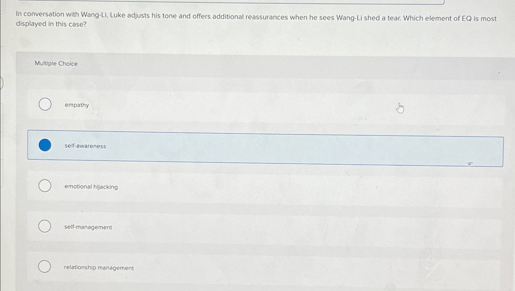  In conversation with Wang-Li, Luke adjusts his tone and offers additional