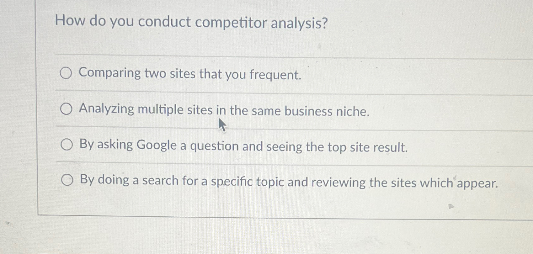  How do you conduct competitor analysis? Comparing two sites that you