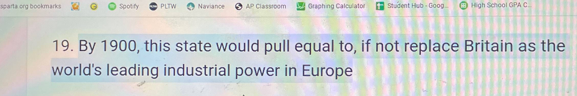  By 1900, this state would pull equal to, if not replace