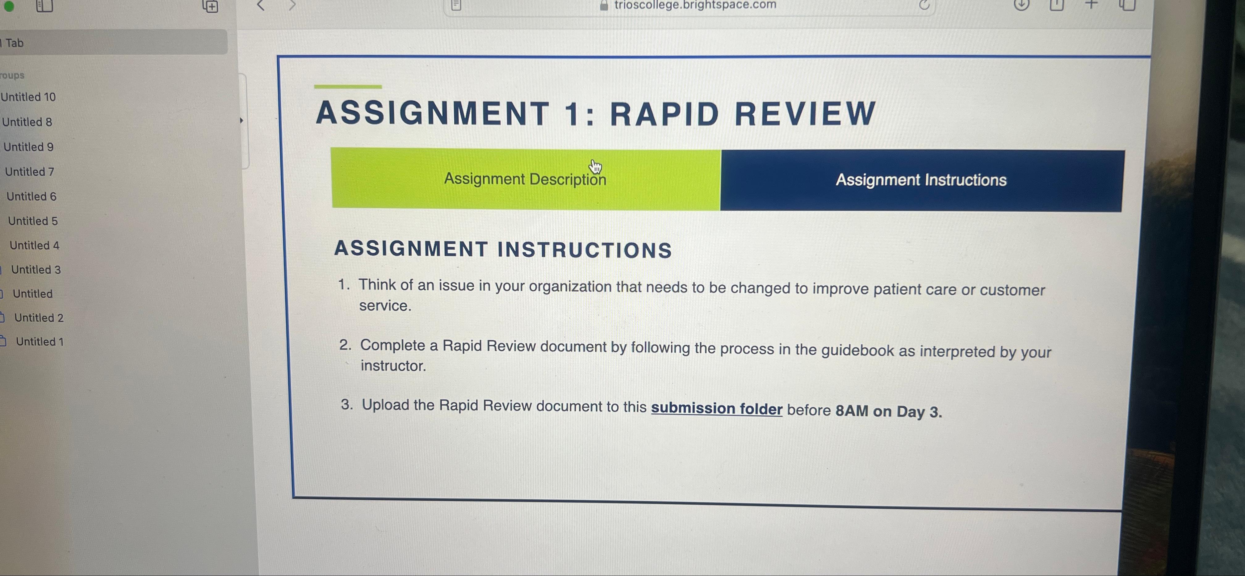  ASSIGNMENT 1: RAPID REVIEW Assignment Description Assignment Instructions ASSIGNMENT INSTRUCTIONS Think