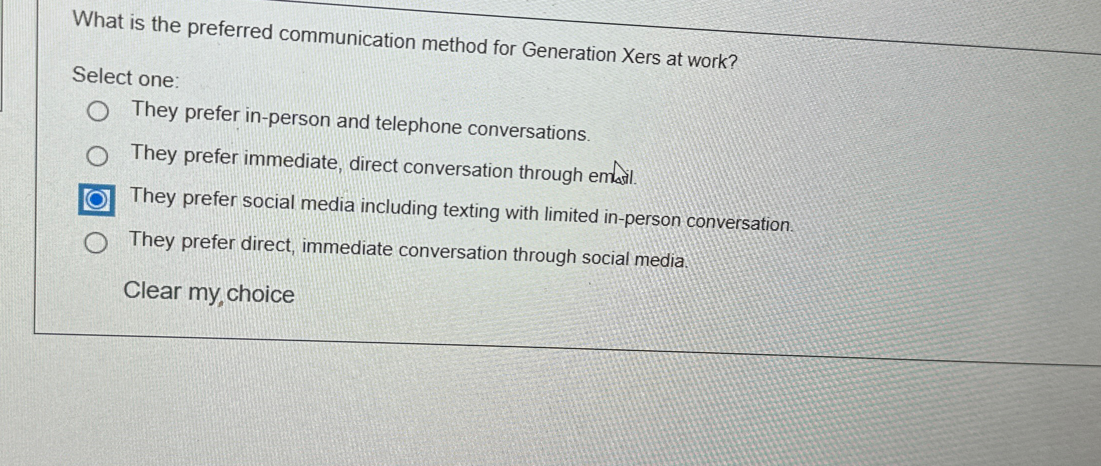  What is the preferred communication method for Generation Xers at work?