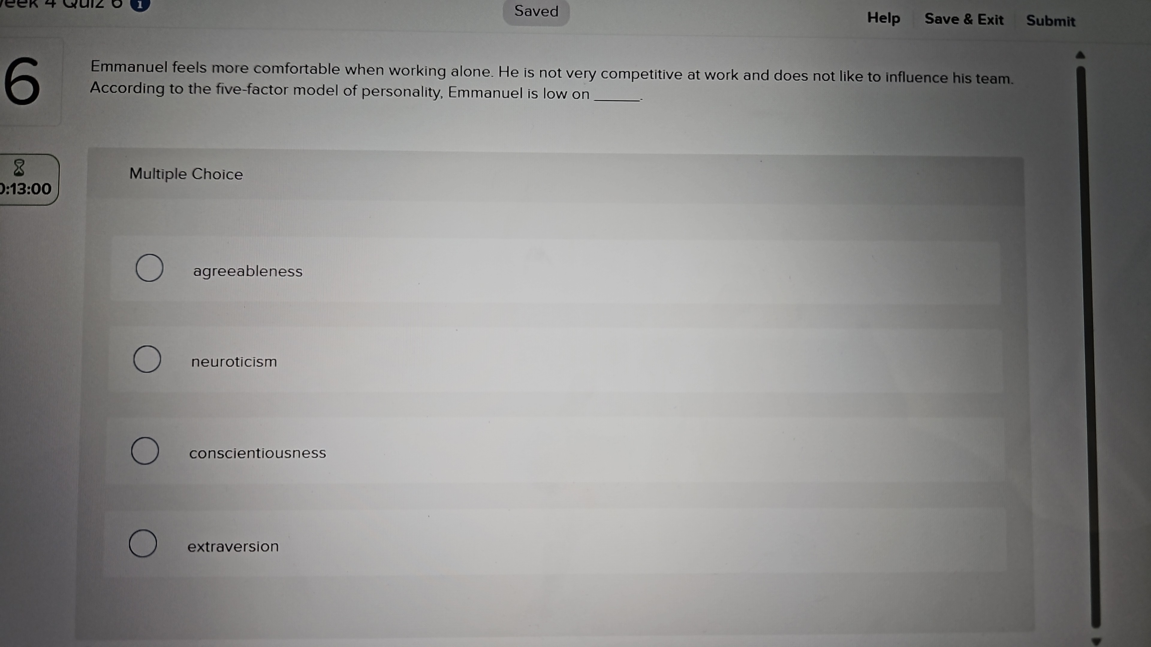  Emmanuel feels more comfortable when working alone. He is not very