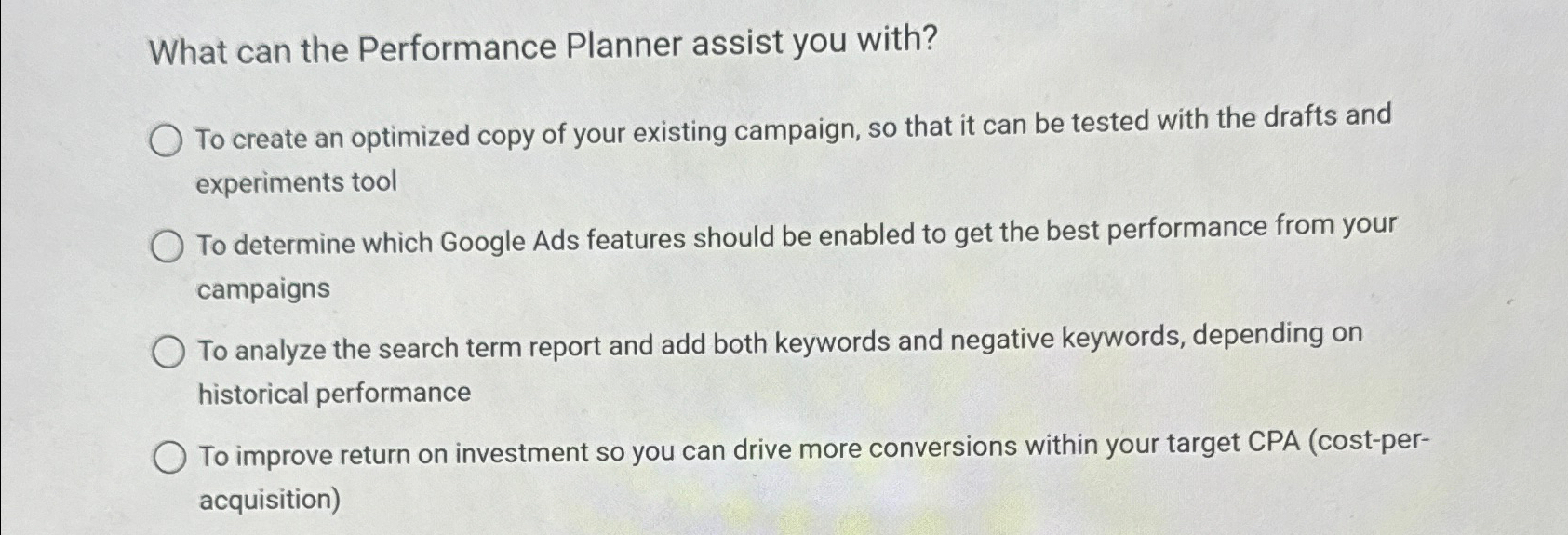  What can the Performance Planner assist you with? To create an
