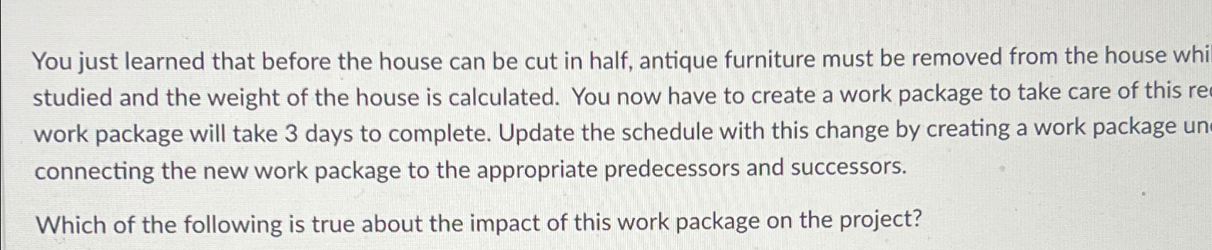  You just learned that before the house can be cut in