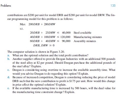  Problems 135 contributions are $200 per unit for model DRB and