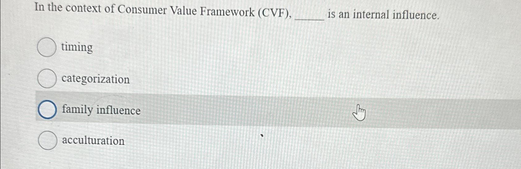  In the context of Consumer Value Framework (CVF), is an internal