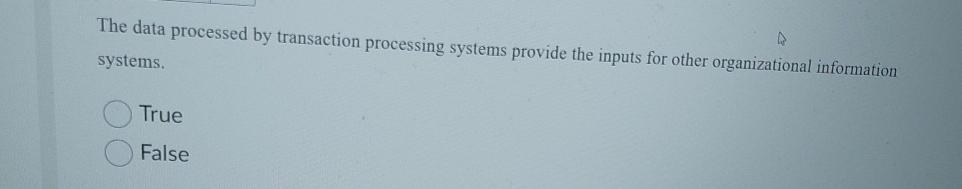  The data processed by transaction processing systems provide the inputs for