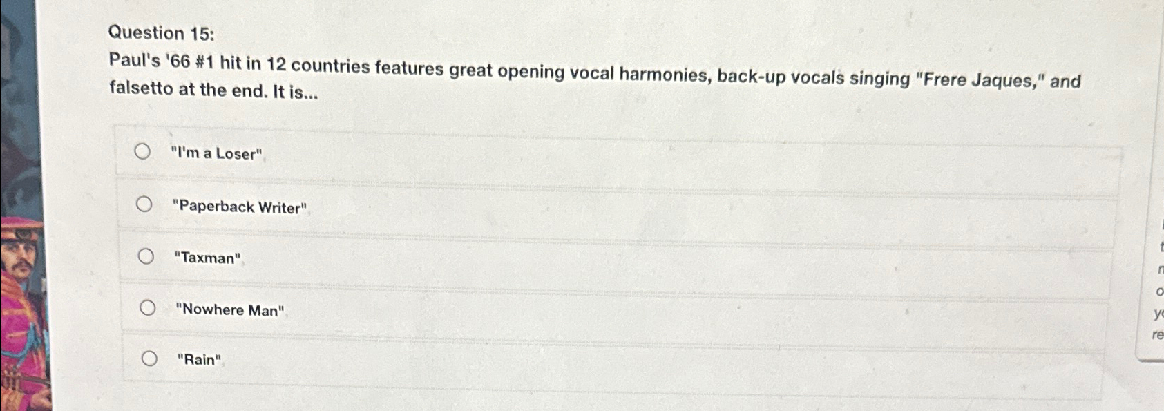  Question 15: Paul's '66 #1 hit in 12 countries features great