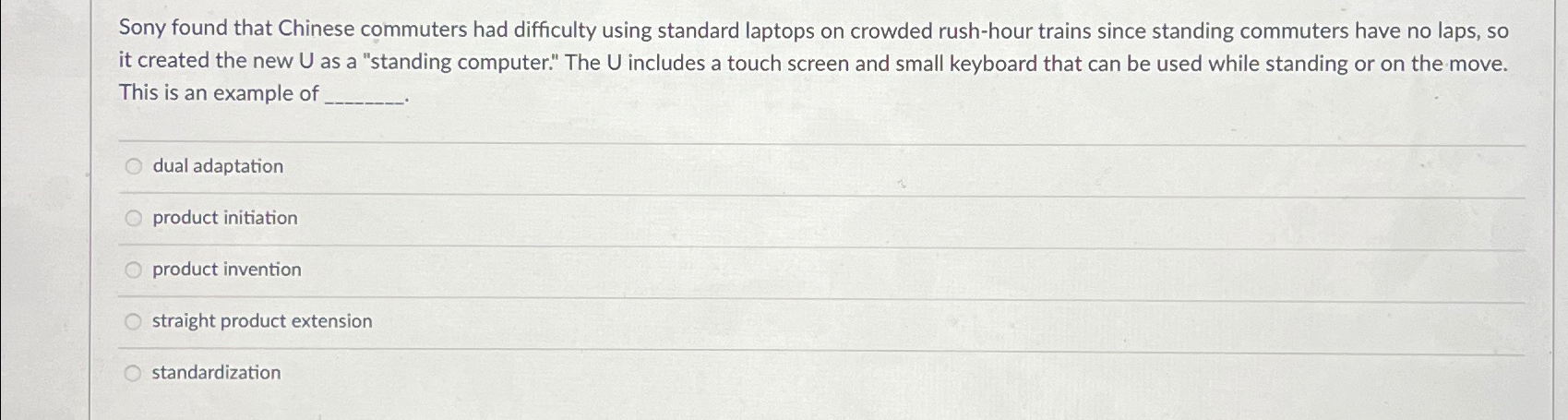  Sony found that Chinese commuters had difficulty using standard laptops on