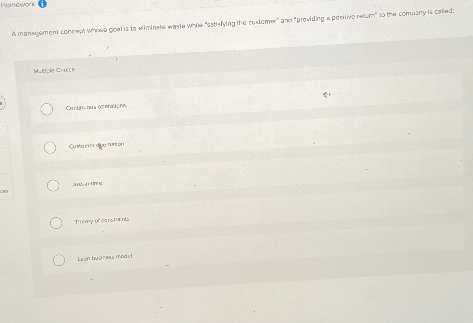  Homework (i) A management concept whose goal is to eliminate waste