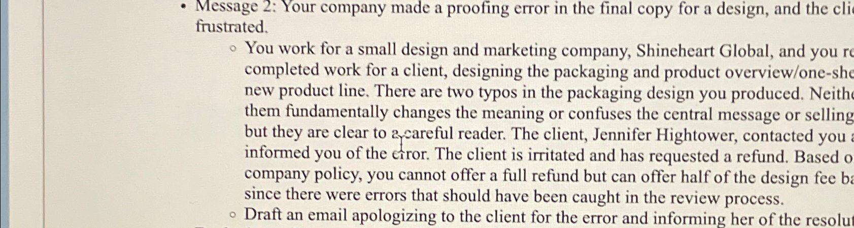  Message 2: Your company made a proofing error in the final