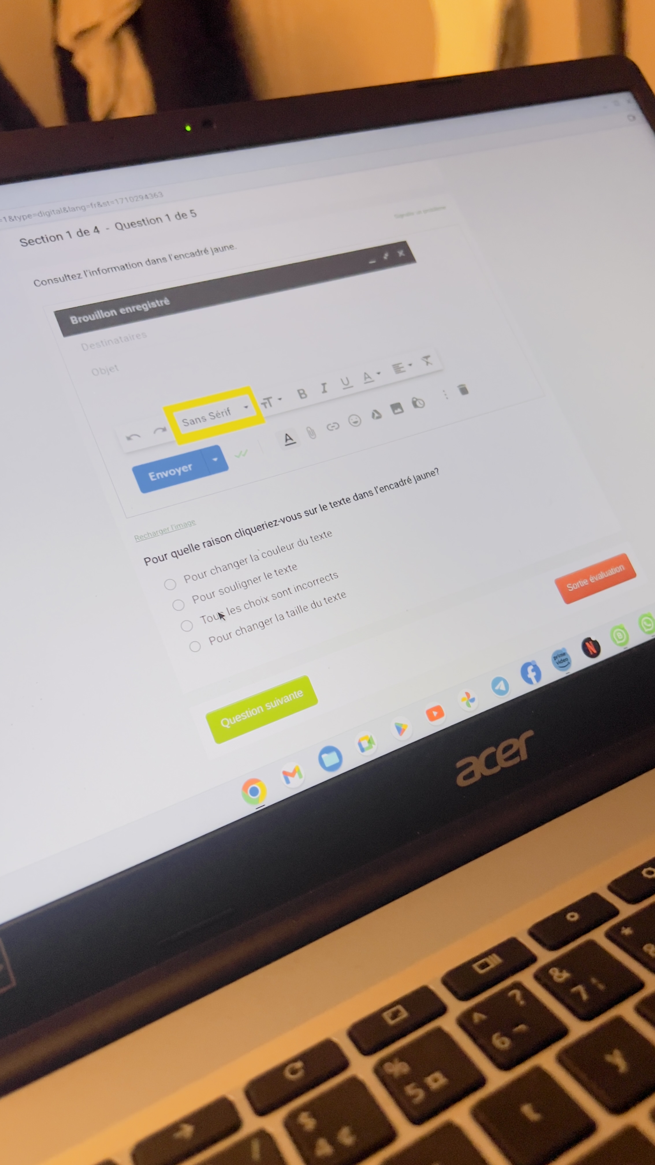  Section 1 de 4- Question 1 de 5 consultez l'information dans