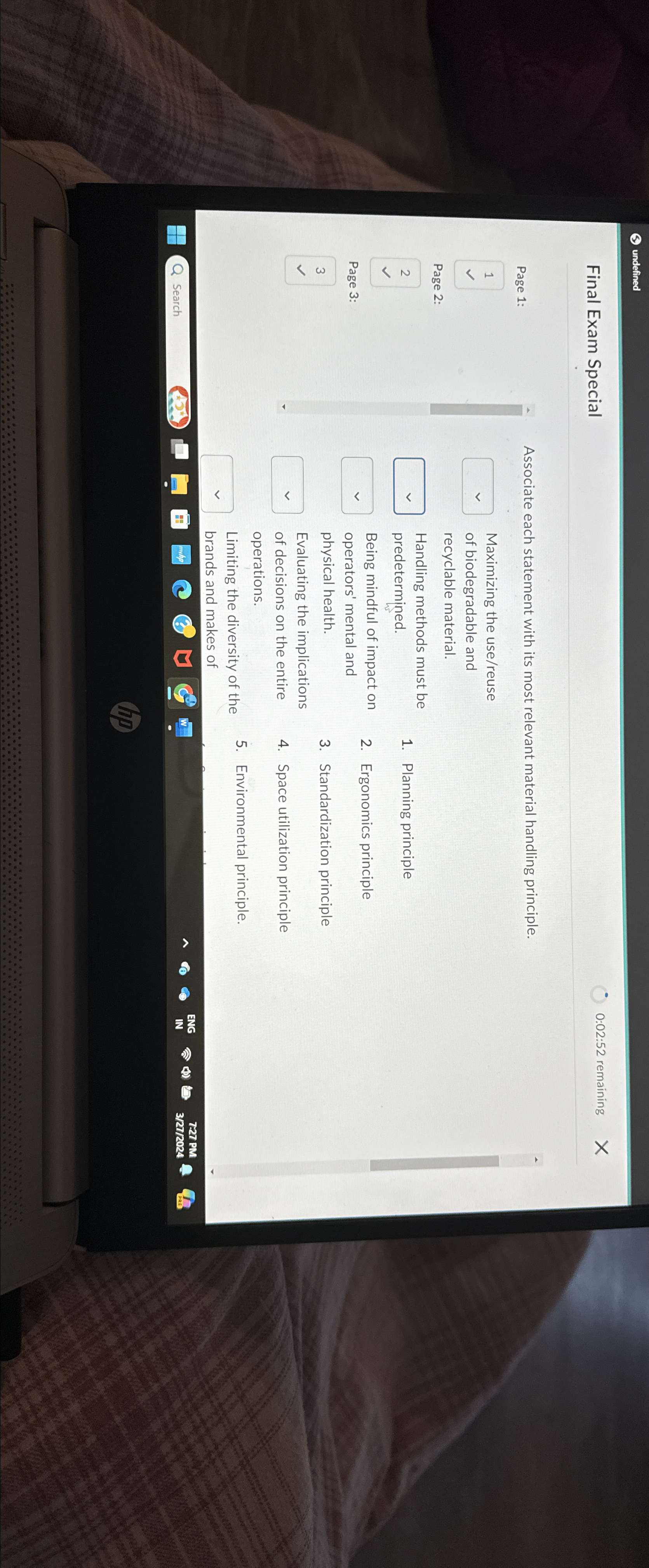  undefined Final Exam Special 0:02:52 remaining Page 1: 1 Page 2: