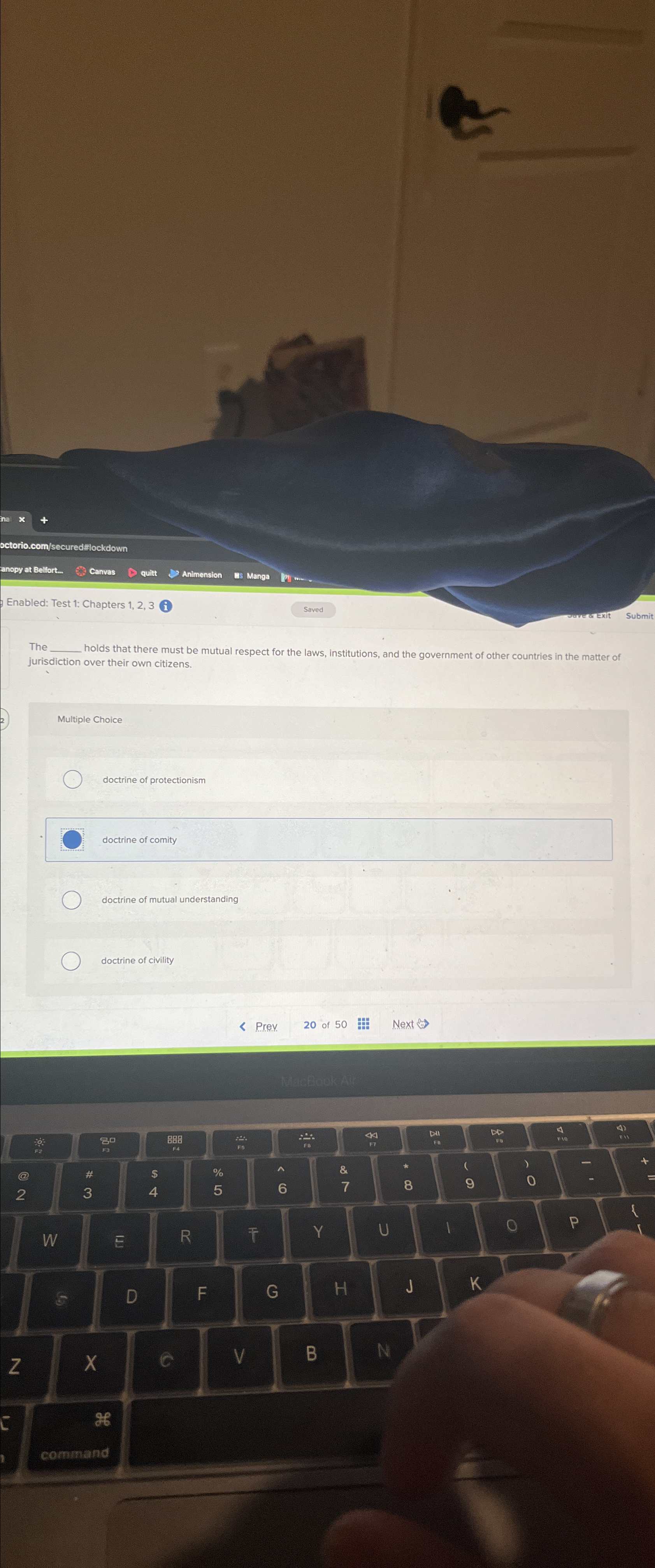  Enabled: Test 1: Chapters 1,2,3(i) The holds that there must be