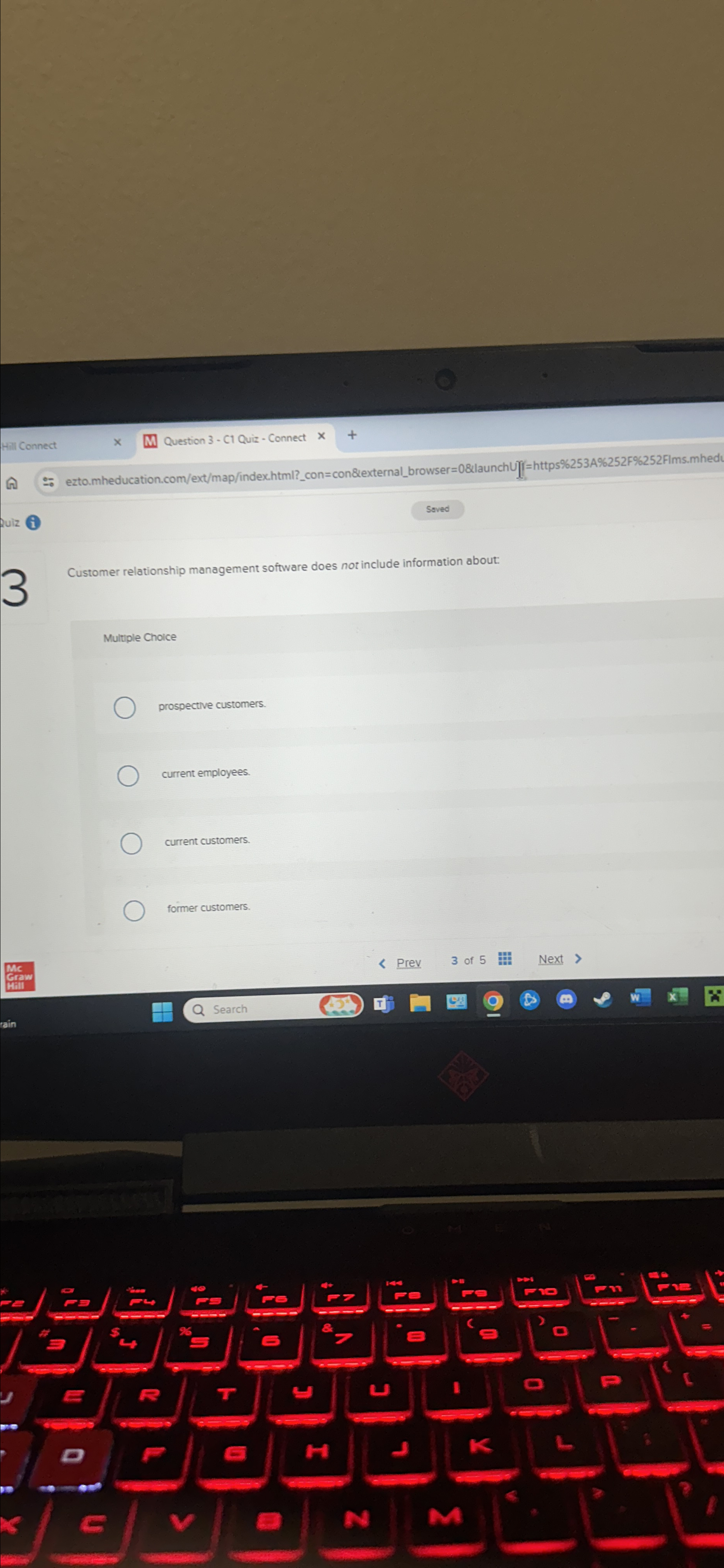  Customer relationship management software does not include information about: Multiple Choice