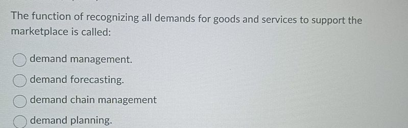  The function of recognizing all demands for goods and services to