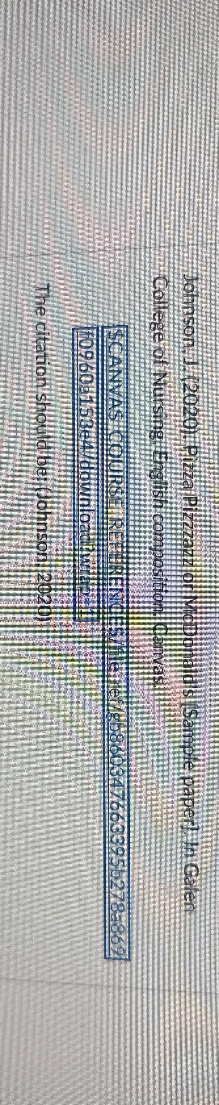  Johnson, J.(2020). Pizza Pizzzazz or McDonald's [Sample paper]. In Galen College
