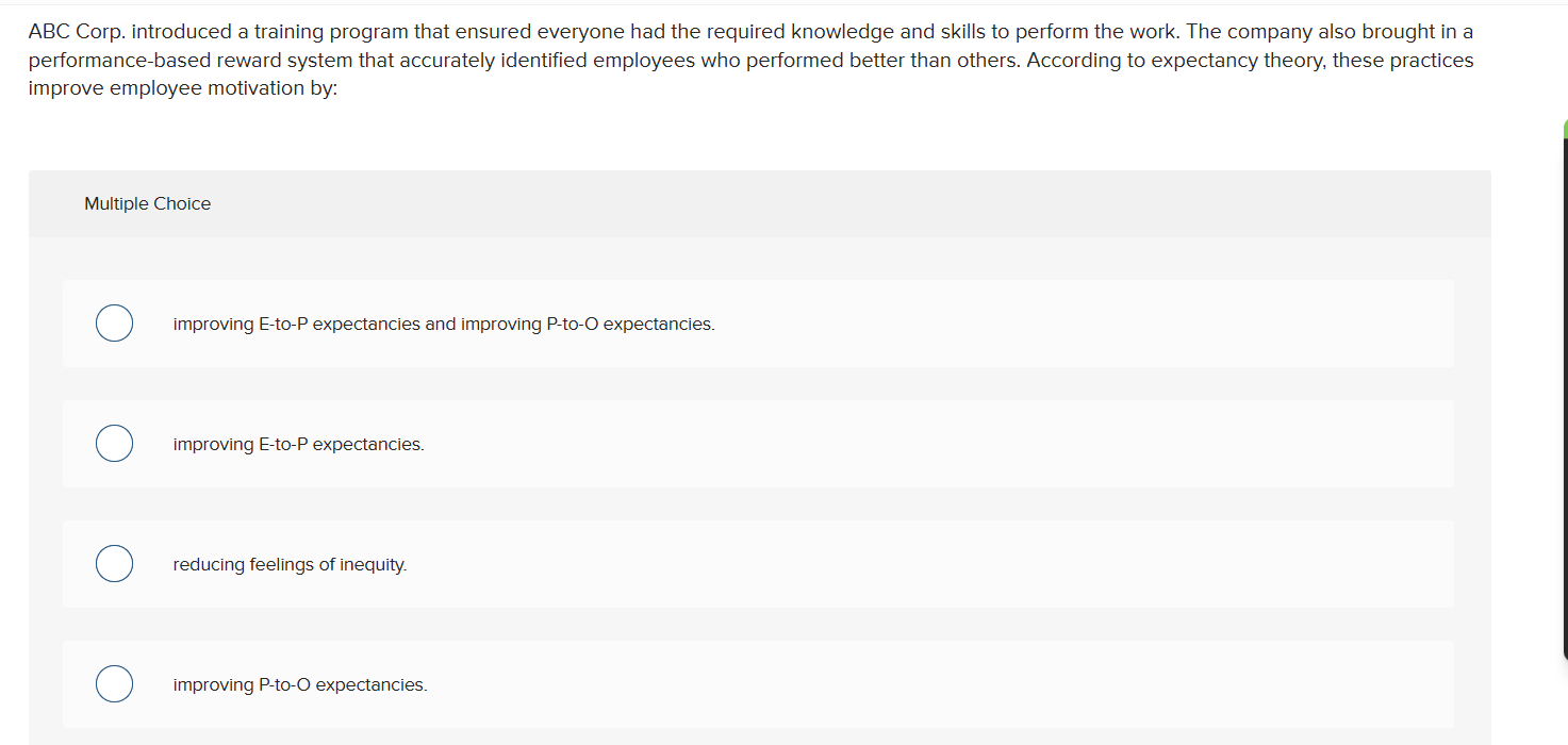  ABC Corp. introduced a training program that ensured everyone had the