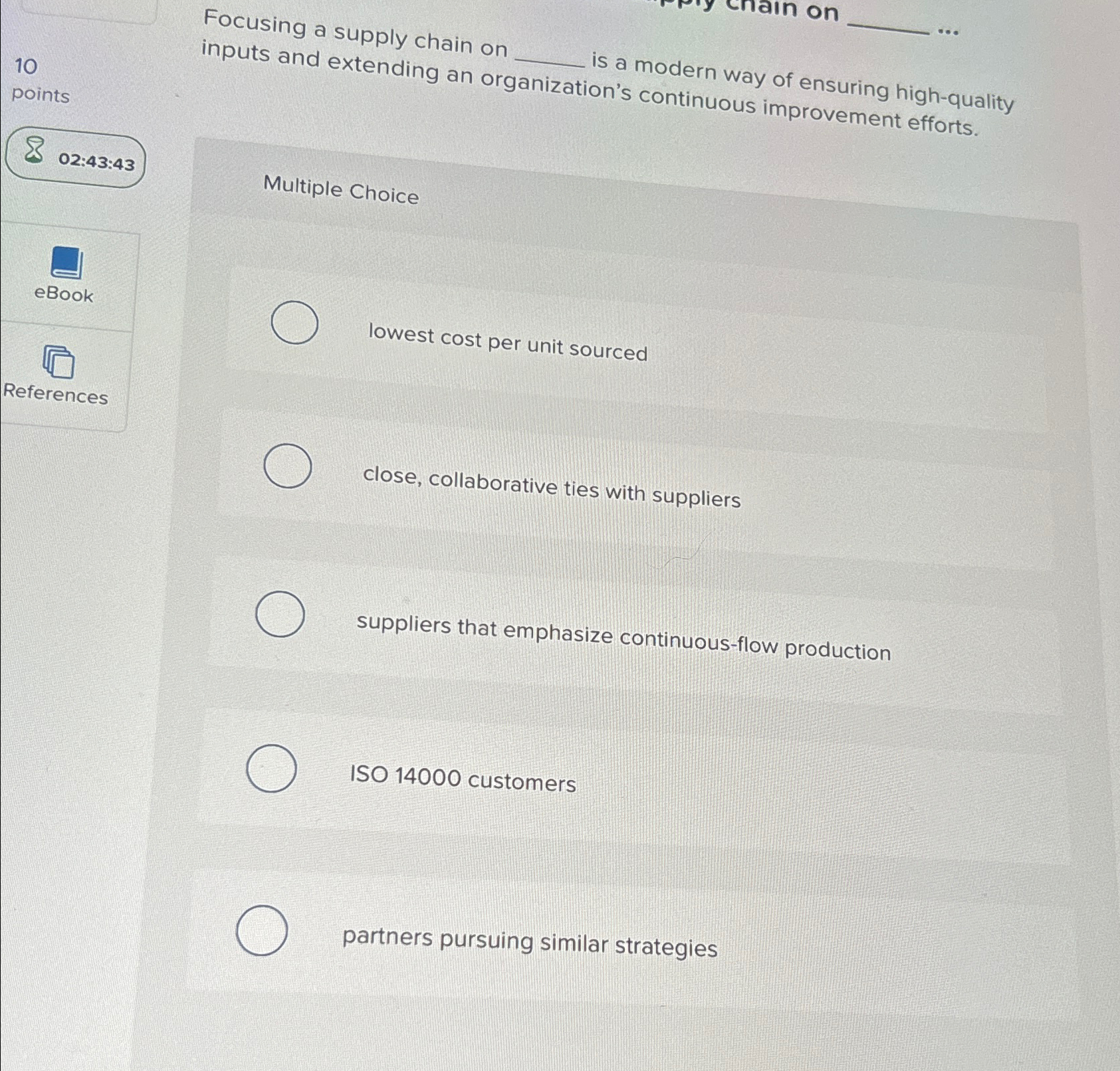  Focusing a supply chain on 10 inputs and extending an organization