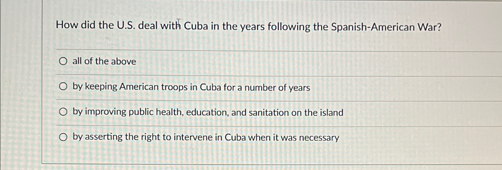  How did the U.S. deal with Cuba in the years following