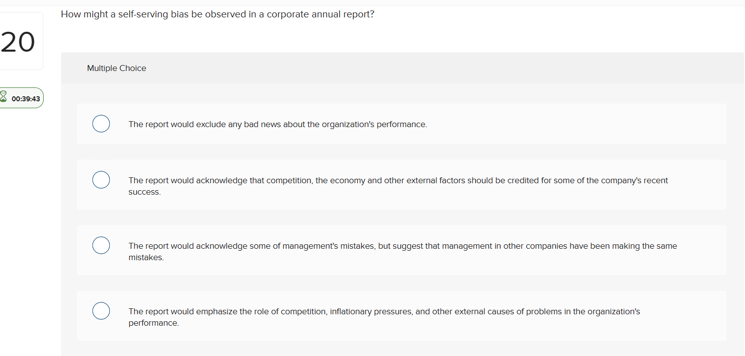  How might a self-serving bias be observed in a corporate annual