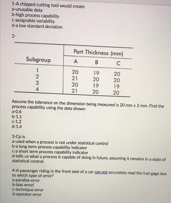 need help in Quality 1-A chipped cutting tool would create a-unusable data