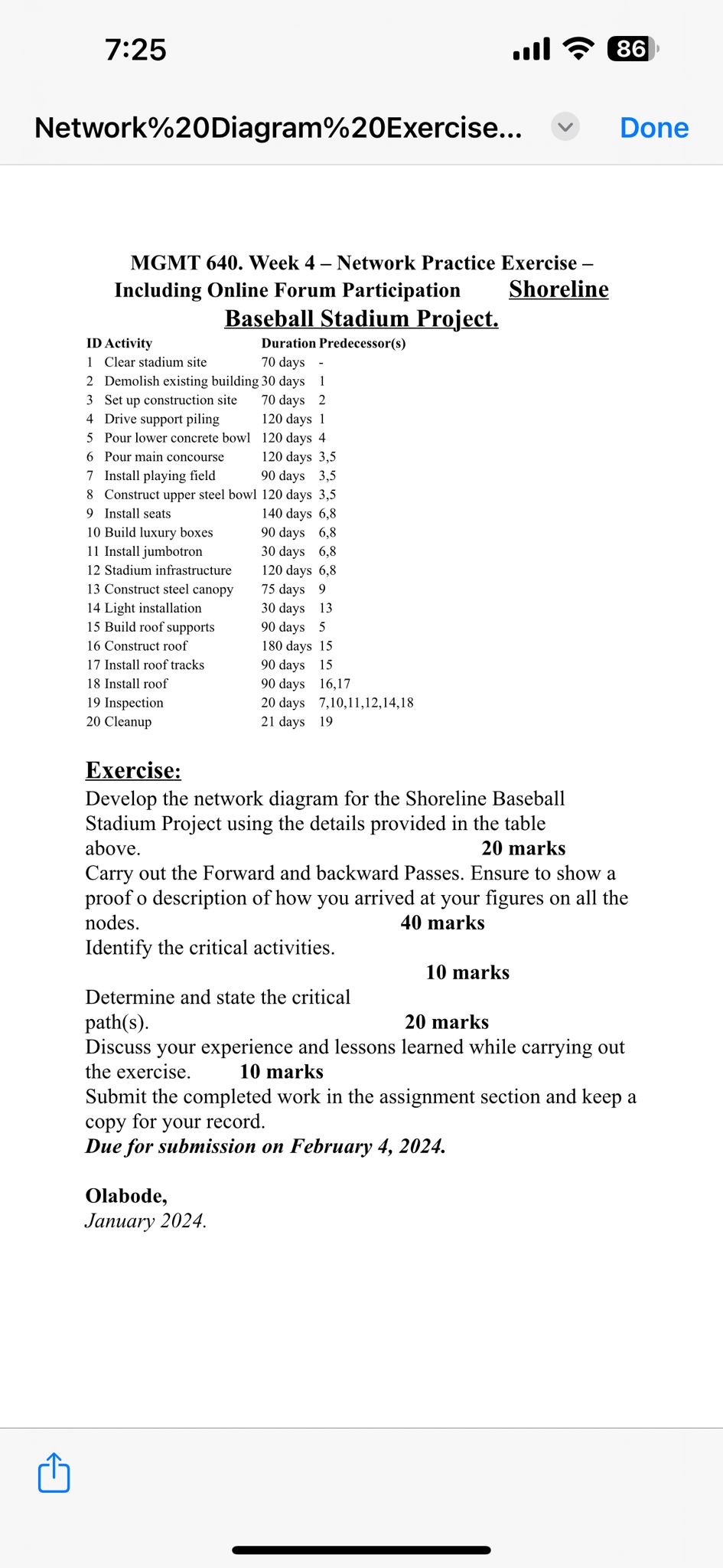  MGMT 640. Week 4- Network Practice Exercise - Including Online Forum