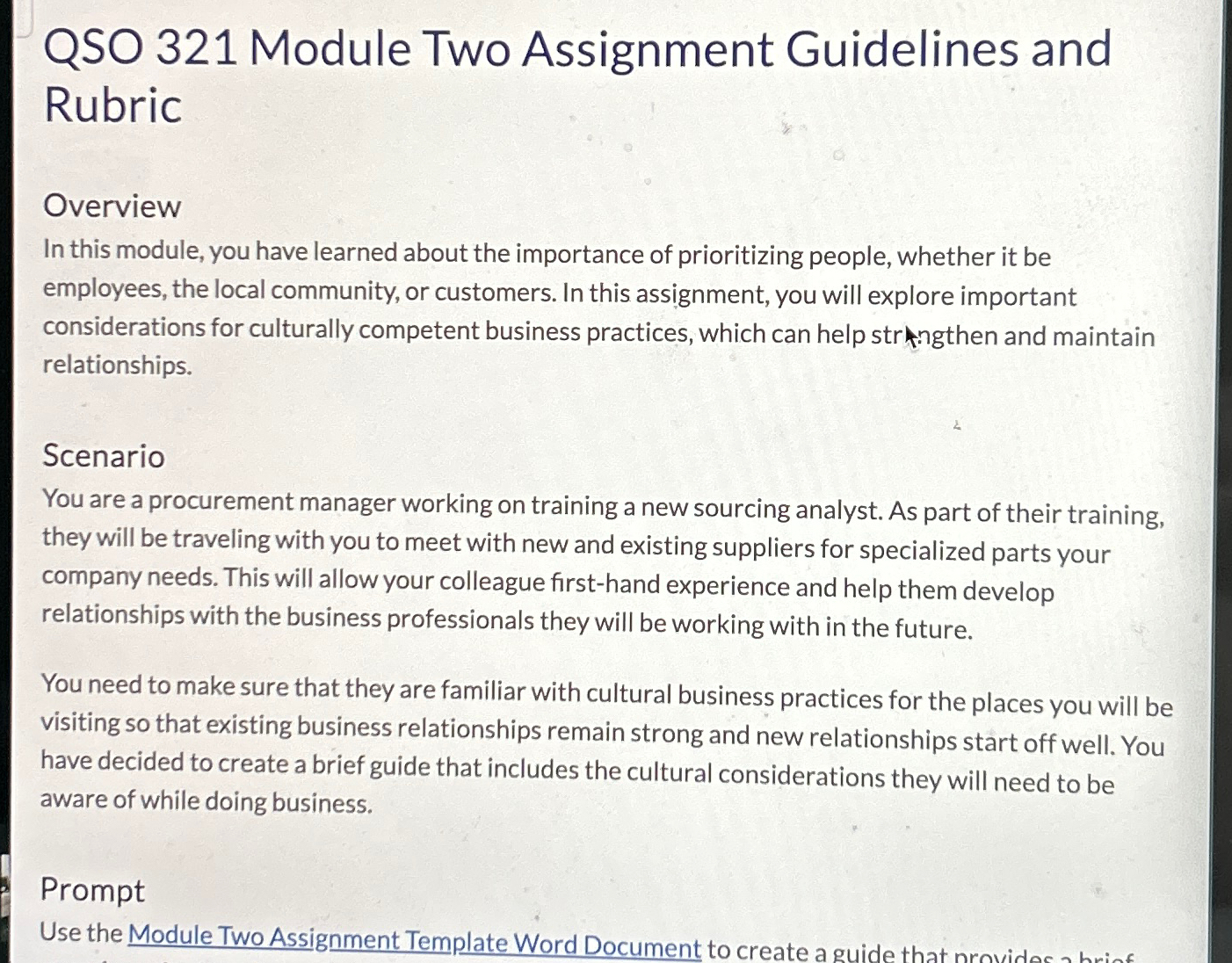  QSO 321 Module Two Assignment Guidelines and Rubric Overview In this