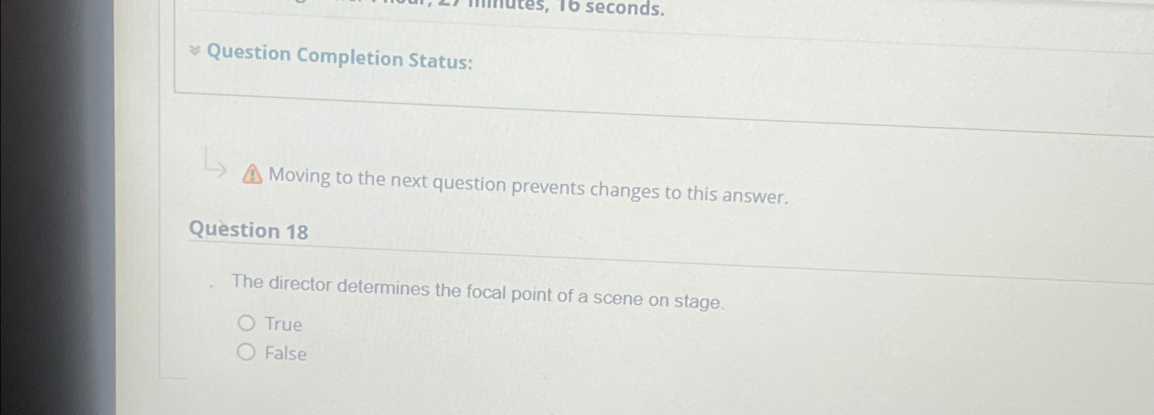  Question Completion Status: ??? Moving to the next question prevents changes