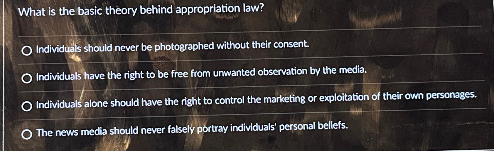  What is the basic theory behind appropriation law? Individulis should never