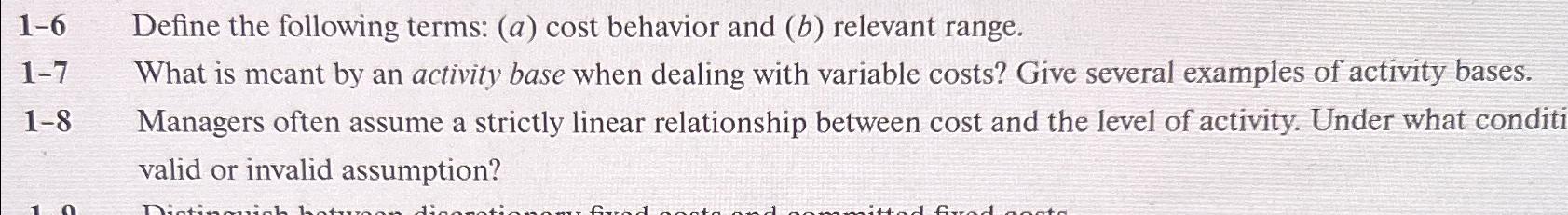  1-7 What is meant by an activity base when dealing with