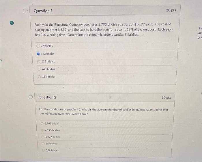 please answer question 2 for me Each year the Bluestone Company purchases