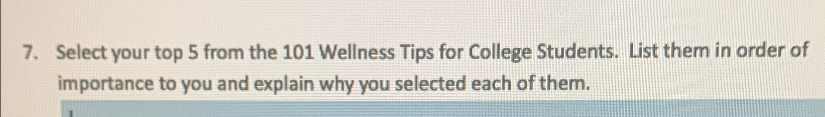  Select your top 5 from the 101 Wellness Tips for College