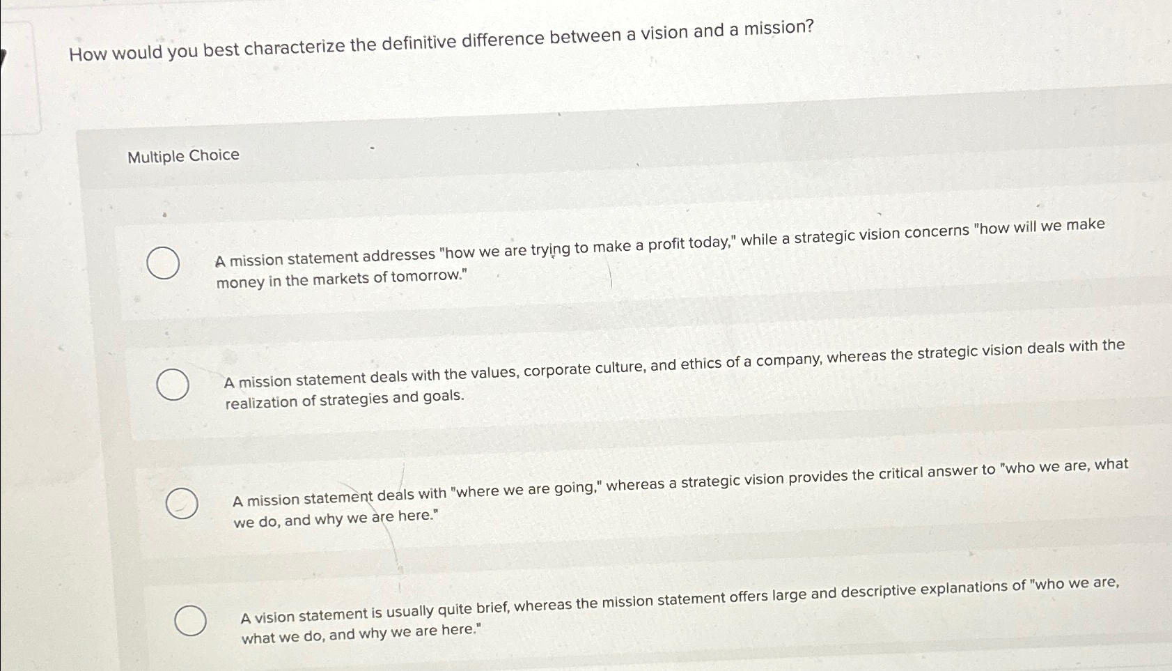  How would you best characterize the definitive difference between a vision