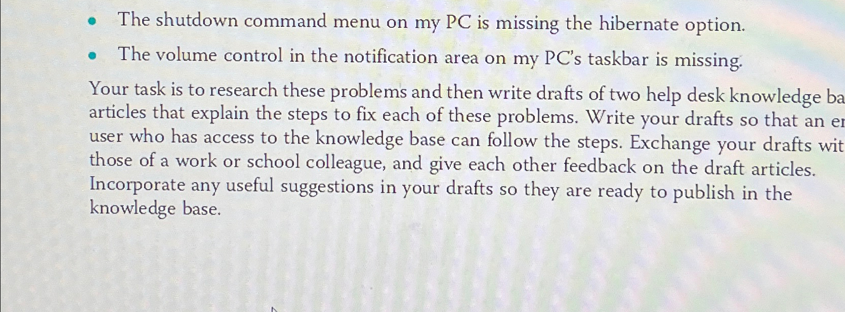  The shutdown command menu on my PC is missing the hibernate