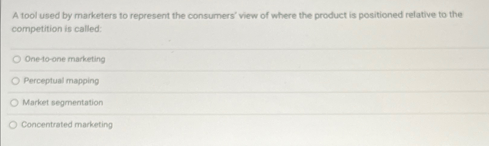  A tool used by marketers to represent the consumers' view of
