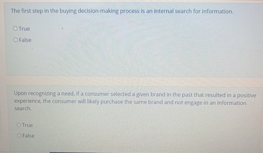  The first step in the buying decision-making process is an internal