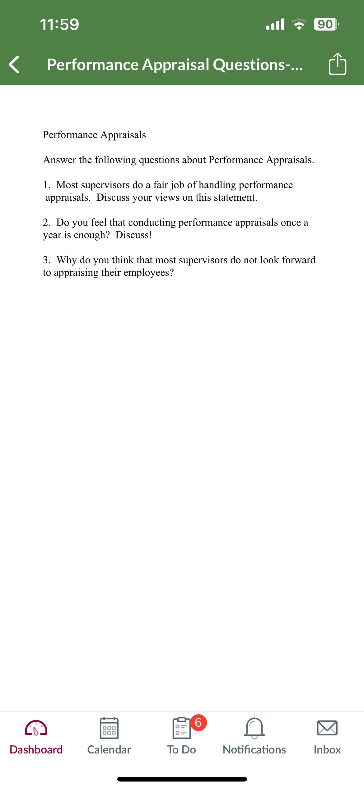  11:59 . Ill 890 Performance Appraisal Questions-... Performance Appraisals Answer the