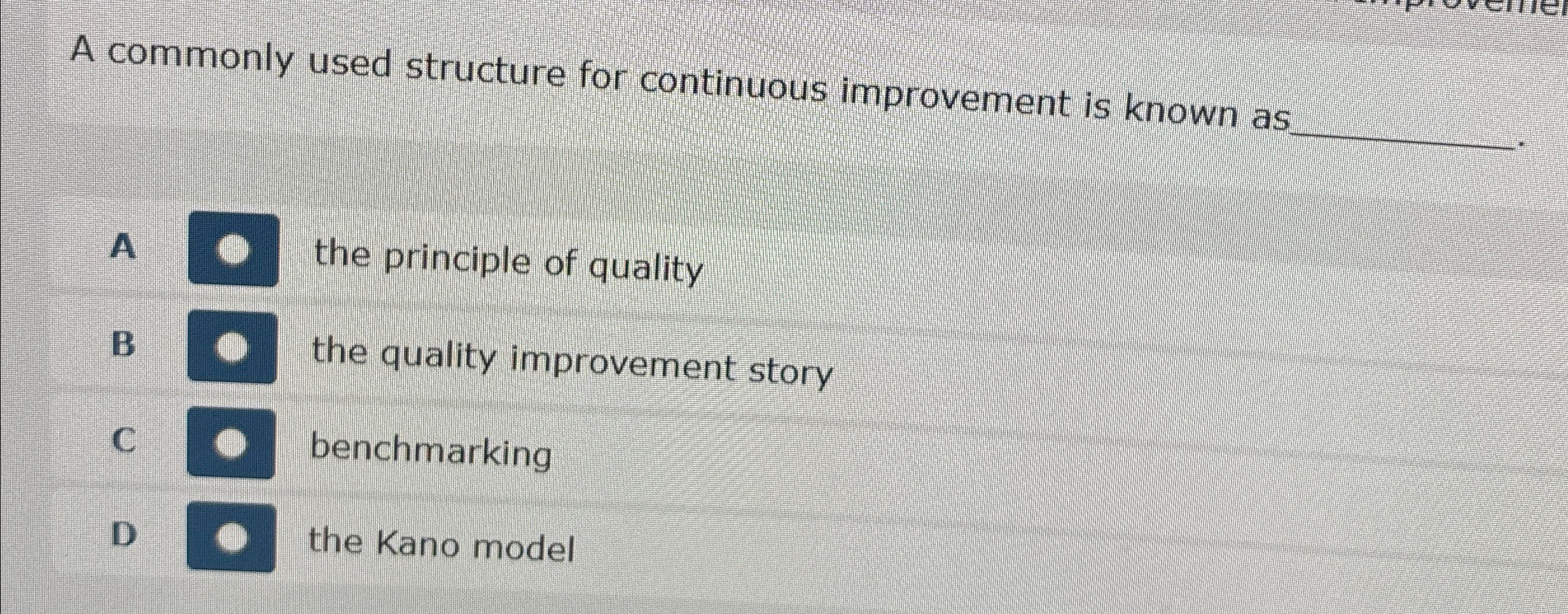  A commonly used structure for continuous improvement is known as q,