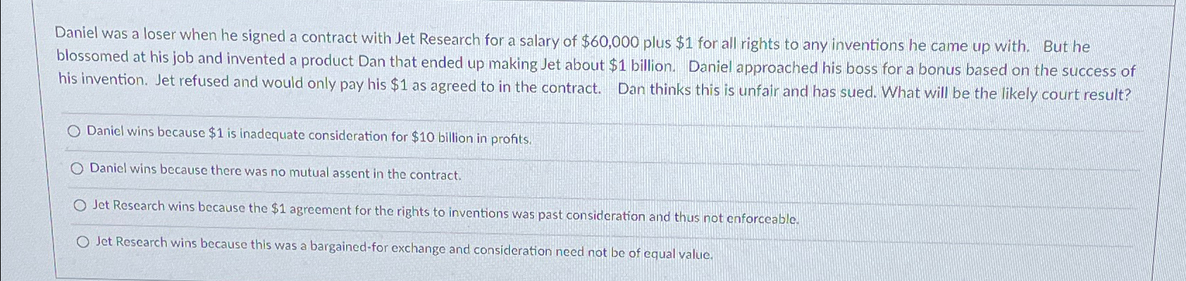  Daniel was a loser when he signed a contract with Jet