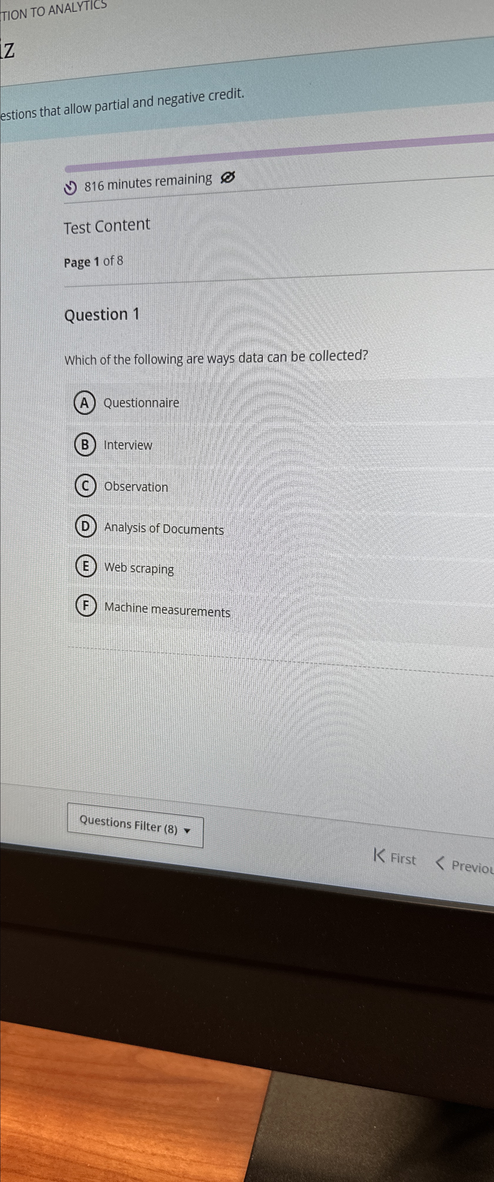  TION TO ANALYTICS Z estions that allow partial and negative credit.