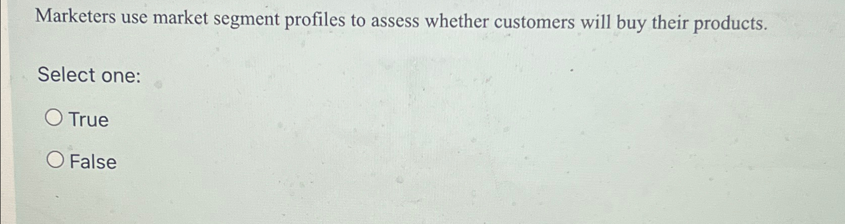  Marketers use market segment profiles to assess whether customers will buy