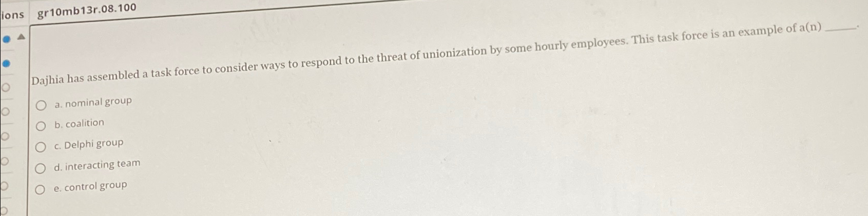  gr10mb13r.08.100 Dajhia has assembled a task force to consider ways to
