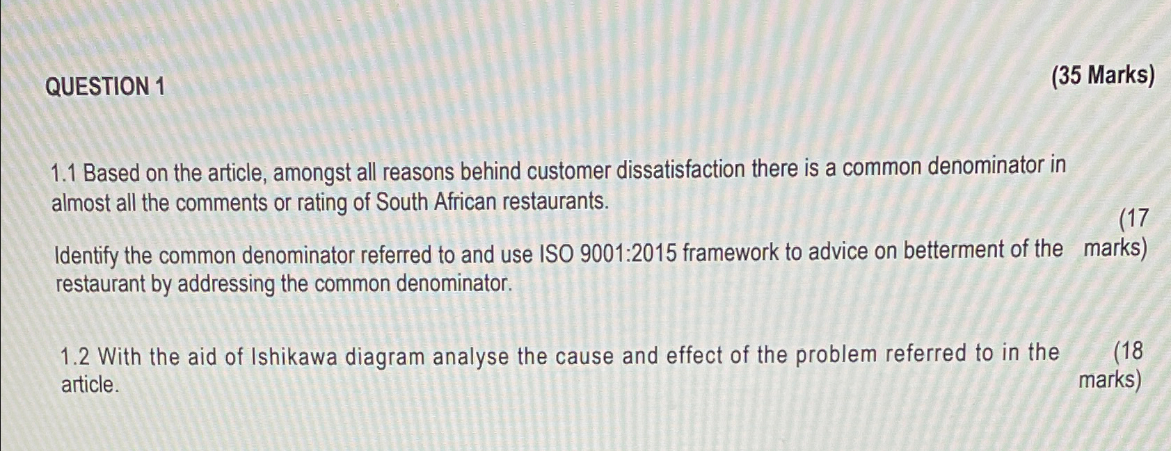  QUESTION 1 (35 Marks) 1.1 Based on the article, amongst all