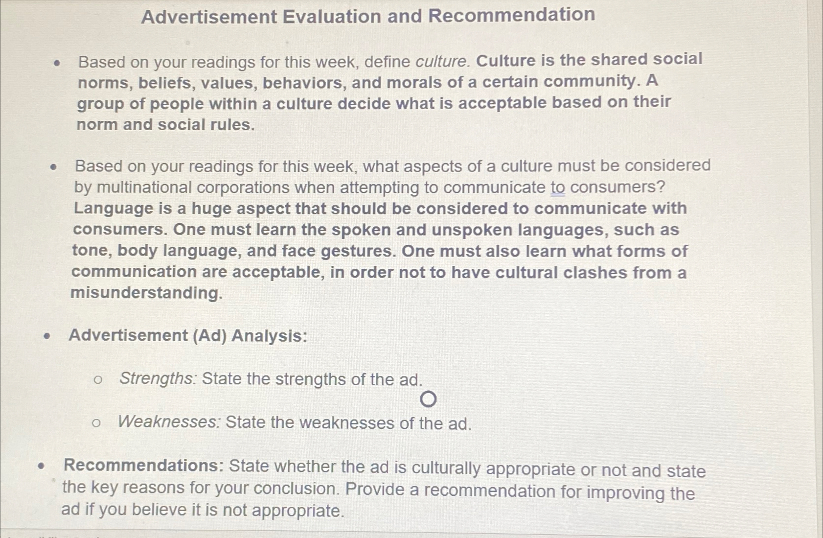  Advertisement Evaluation and Recommendation Based on your readings for this week,