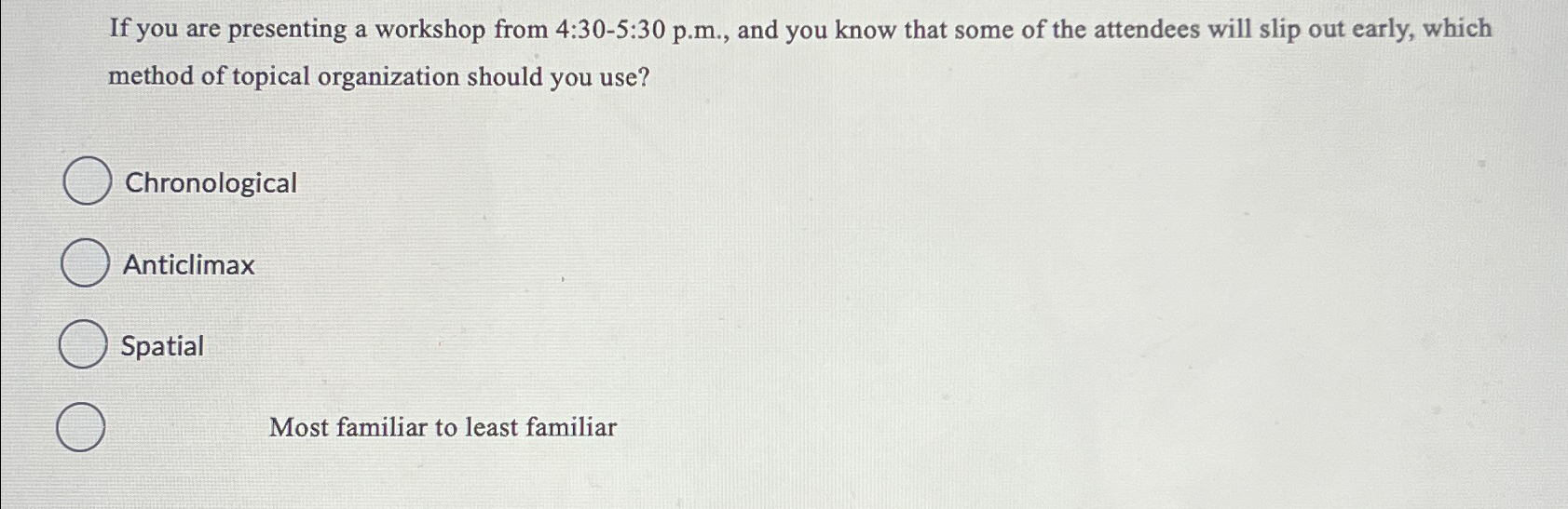 If you are presenting a workshop from 4:30-5:30 p.m., and you