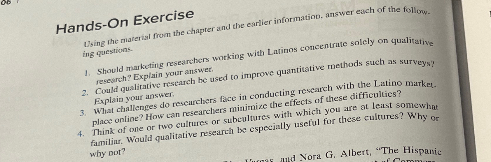  Hands-On Exercise Using the material from the chapter and the earlier