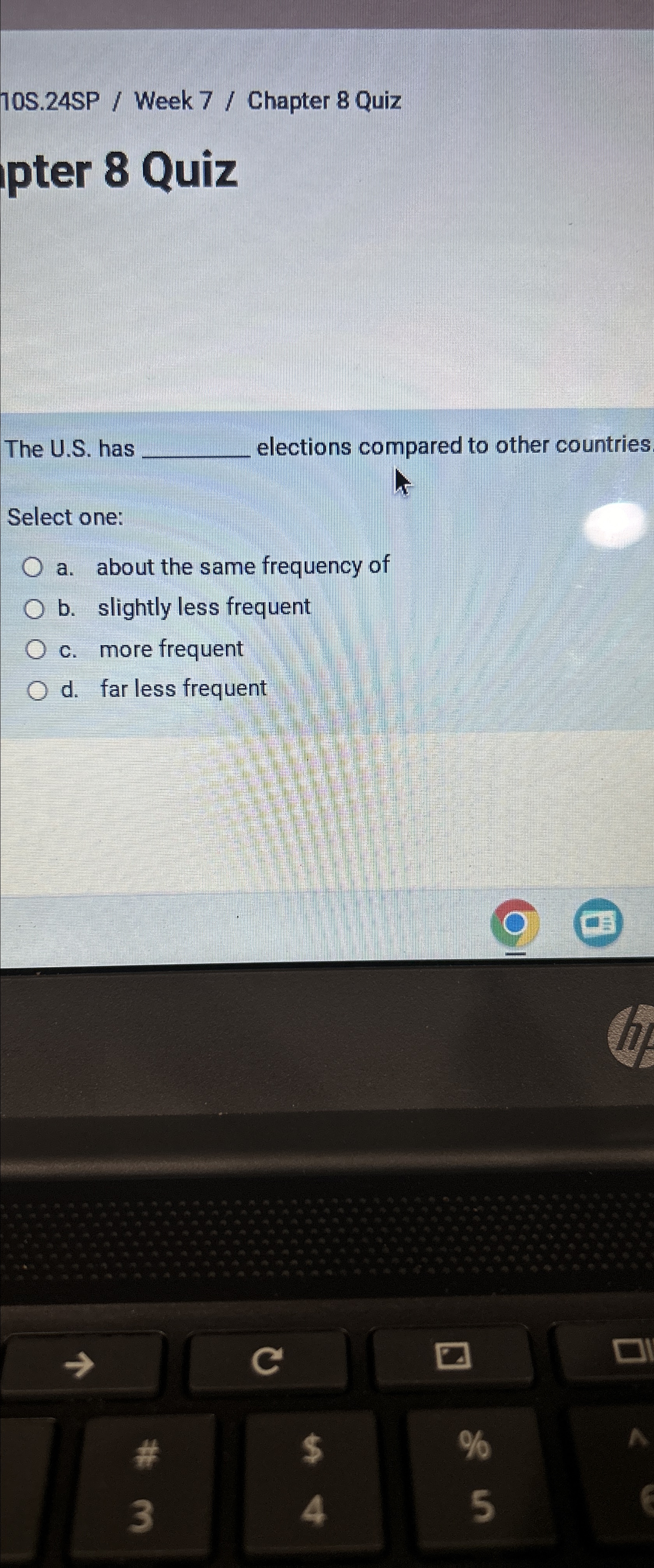  10S.24SP / Week 7/ Chapter 8 Quiz pter 8 Quiz The